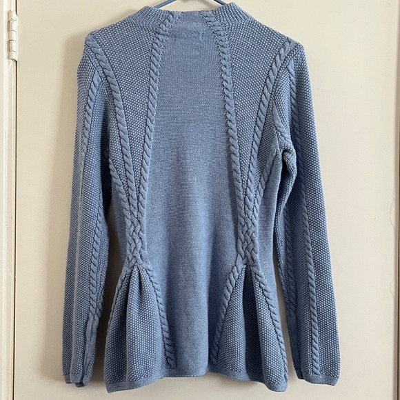 Jeanne Pierre Fisherman Cable Knit Mock Neck Sweater Tunic Medium Peplem Hem - Picture 2 of 7